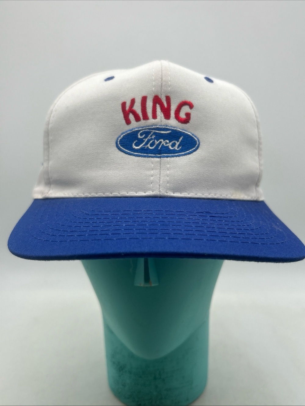 Vtg “Crazy ‘Bout A Ford Truck” King Ford SnapBack Trucker Hat Red White Blue